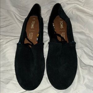 Toms Black Suede Slip-Ons
